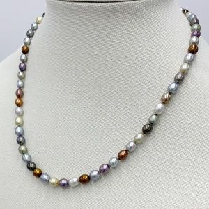 Honora Multicolor Freshwater Pearls 20” Sterling Silver Clasp